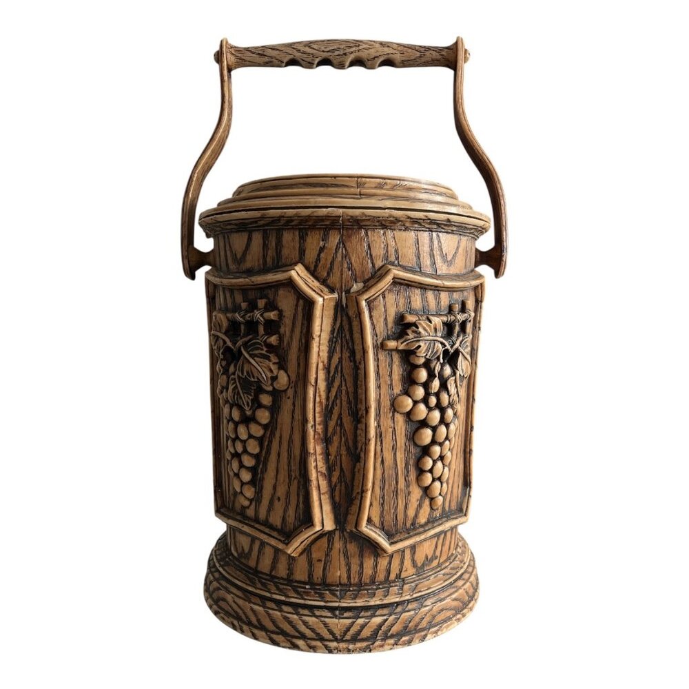 Vintage Faux Bois Grape Ice Bucket Wine Chiller Hong Kong Barware